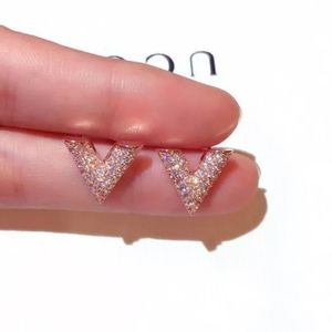 Pave .925 Sterling Silver CZ V Shaped Earrings